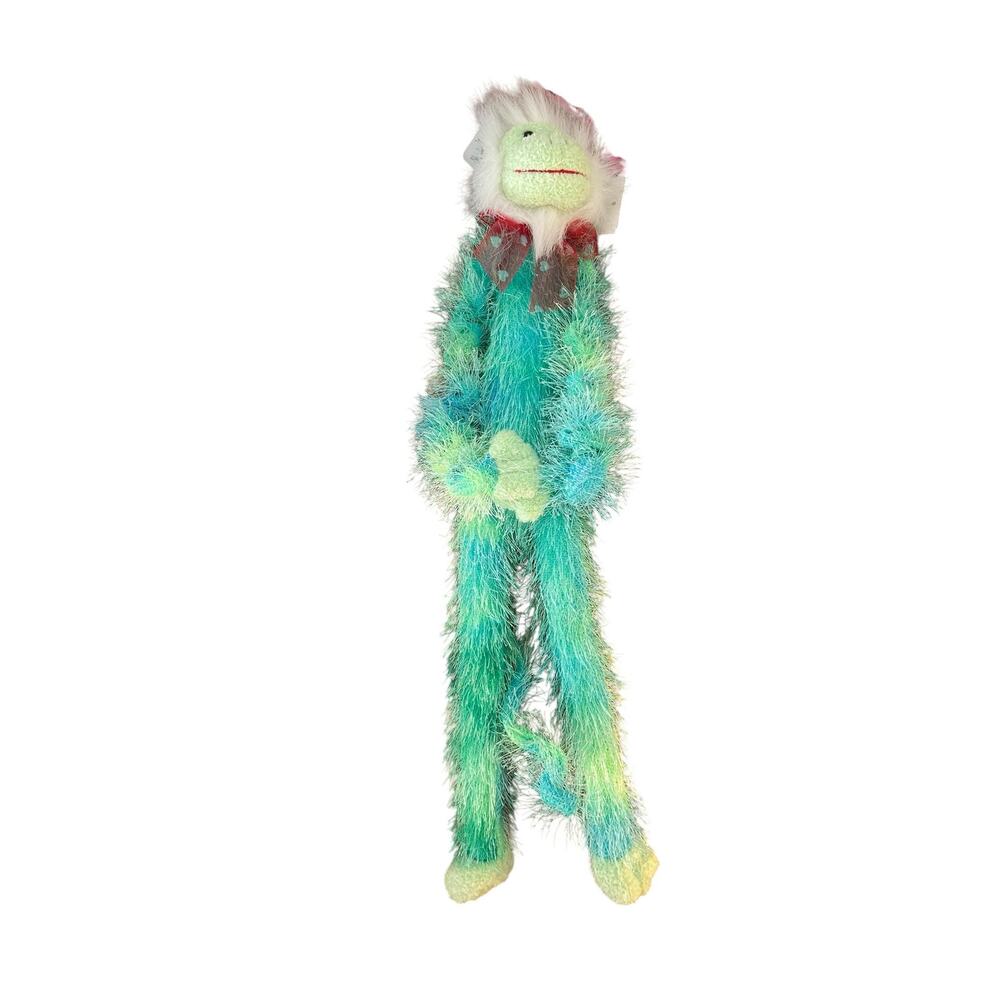 Vintage Walmart Hook-and-Loop Hanging Monkey Plush – Blue/Green Tie-Dye via 20”